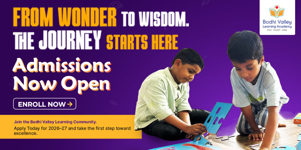 A happy toddlers engaged in independent, screen free play at Bodhivalley Preschool in Madhapur for the 2026 academic year