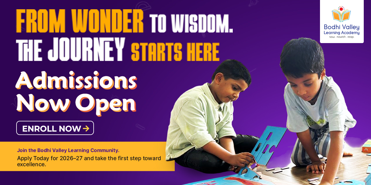 A happy toddlers engaged in independent, screen free play at Bodhivalley Preschool in Madhapur for the 2026 academic year